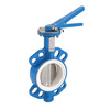 Butterfly valve Type: 6331 Ductile cast iron/Stainless steel/White EPDM-EC1935 Centric Squeeze handle PN16 Wafer type DN150 - 6"